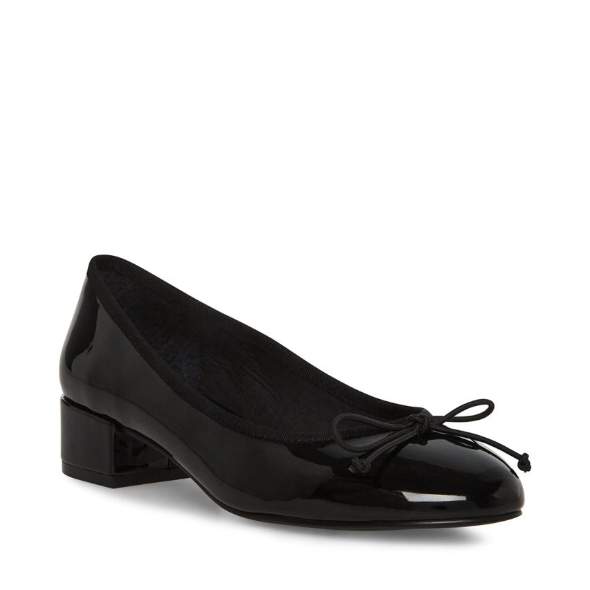 Black Steve Madden Cherish Patent Women's Heels | PH 6875EMC